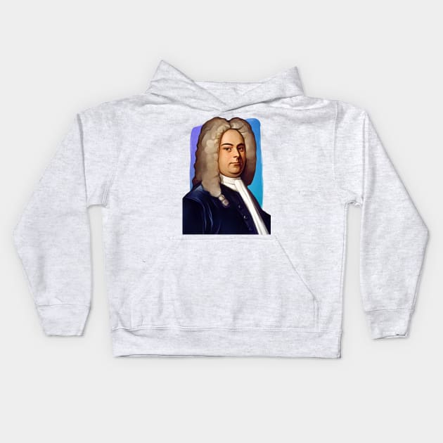 Baroque composer George Frideric Handel illustration Kids Hoodie by Litstoy 